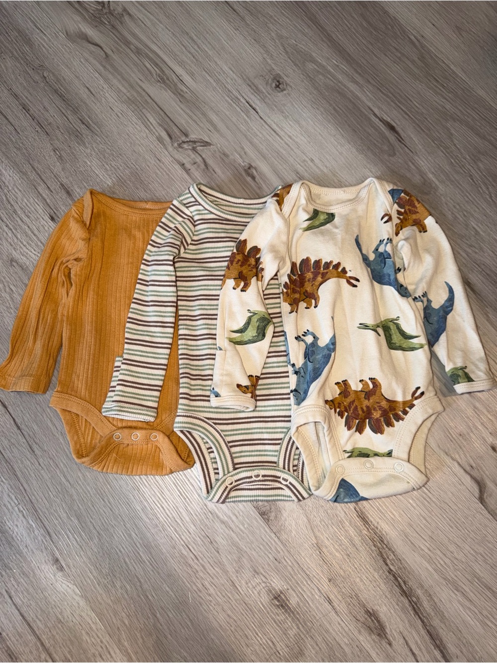 Baby Boy Clothes Bundle of 3 long shelve onzies, 2 knit sweaters, and 1 romper.